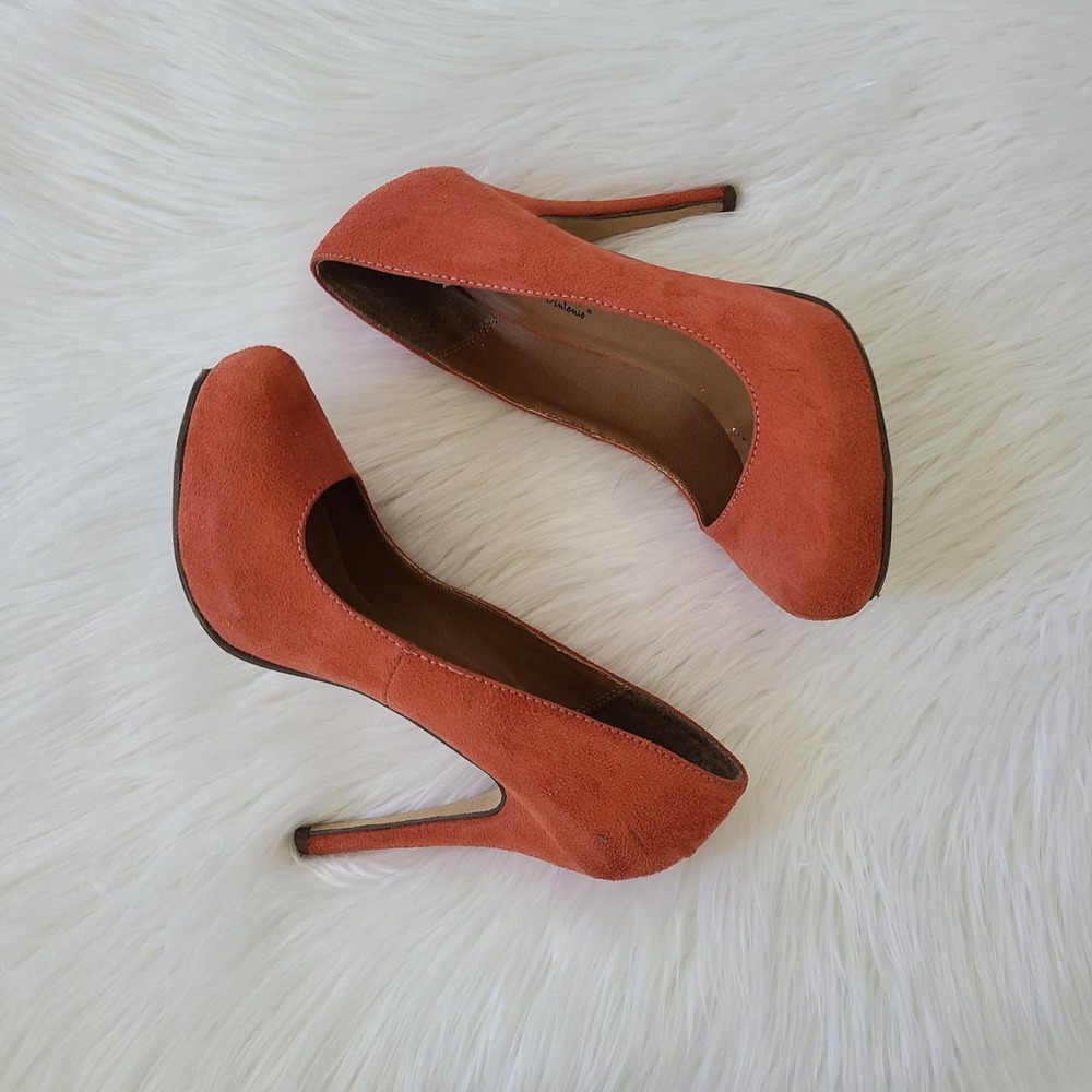 Michael Antonio Faux Suede Heels Orange Size 7